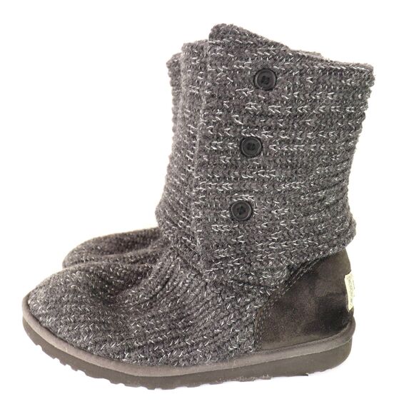 UGG Australia Grey Classic Cardy Knit Tall Sweater Boots size 8 - Picture 3 of 8